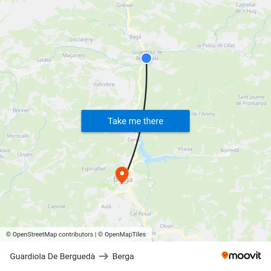 Guardiola De Berguedà to Berga map