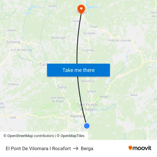 El Pont De Vilomara I Rocafort to Berga map