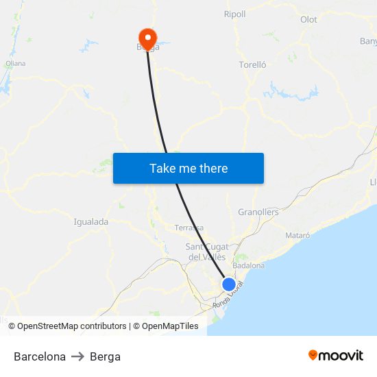 Barcelona to Berga map