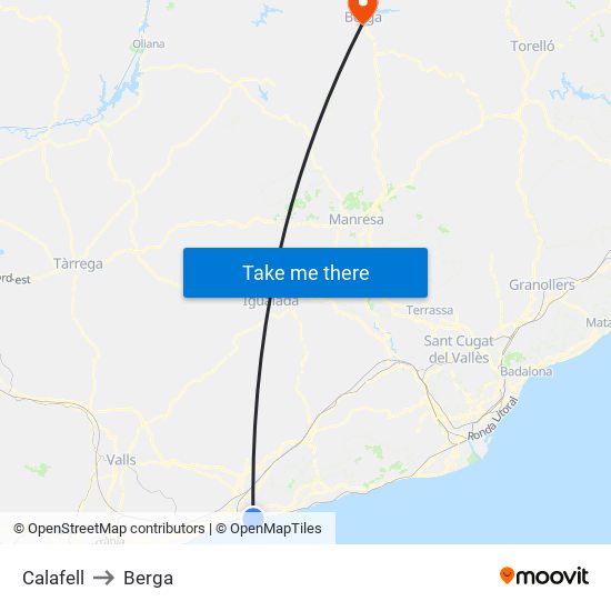 Calafell to Berga map
