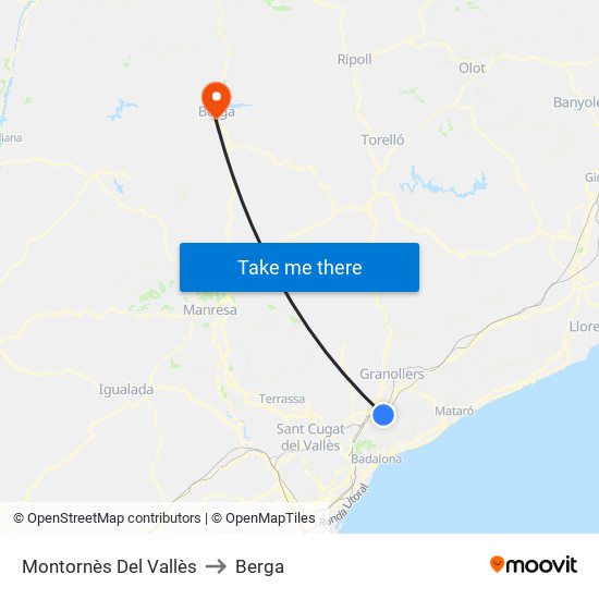 Montornès Del Vallès to Berga map