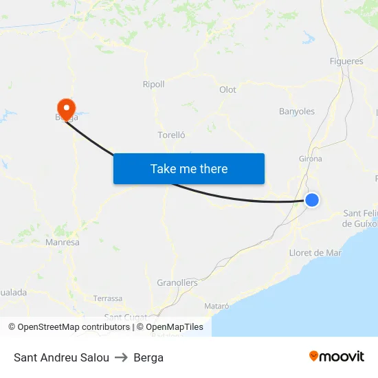 Sant Andreu Salou to Berga map