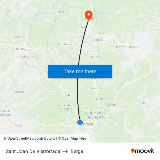 Sant Joan De Vilatorrada to Berga map