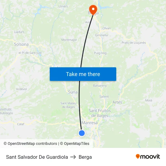 Sant Salvador De Guardiola to Berga map