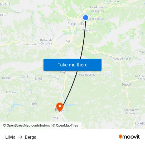 Llívia to Berga map