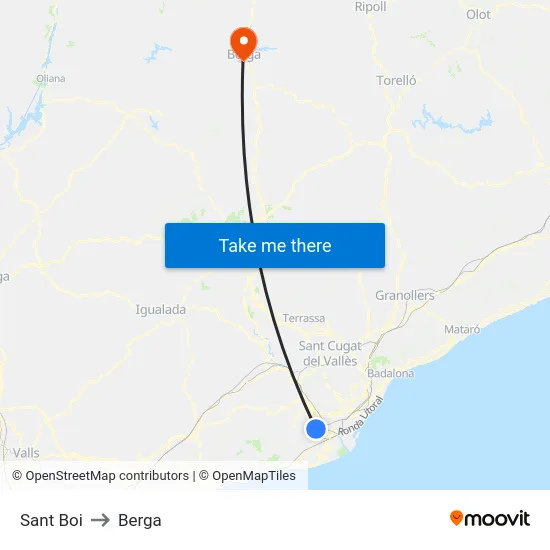 Sant Boi to Berga map
