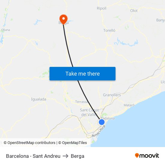 Barcelona - Sant Andreu to Berga map