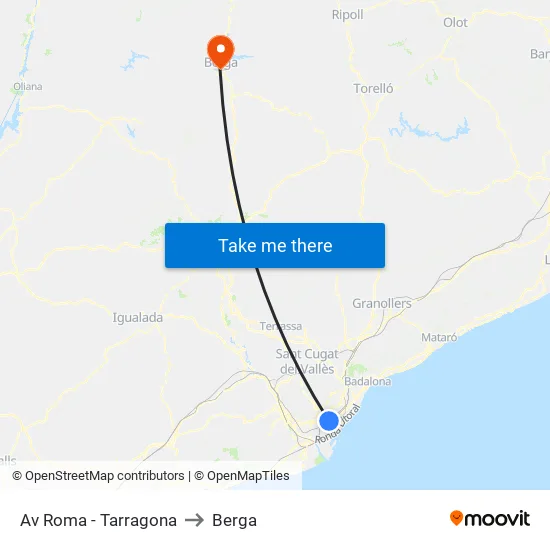 Av Roma - Tarragona to Berga map