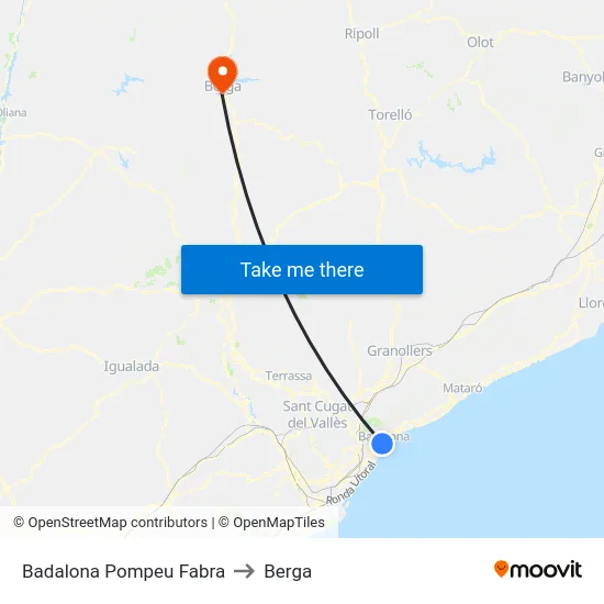 Badalona Pompeu Fabra to Berga map