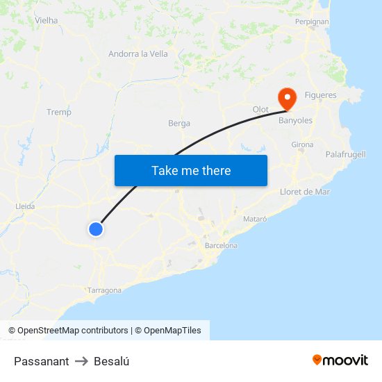 Passanant to Besalú map
