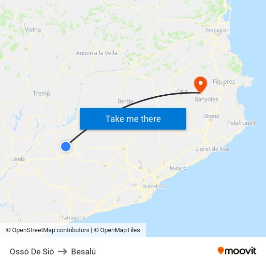 Ossó De Sió to Besalú map