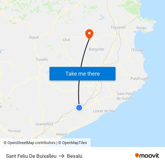 Sant Feliu De Buixalleu to Besalú map