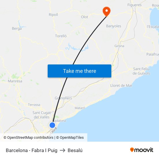 Barcelona - Fabra I Puig to Besalú map
