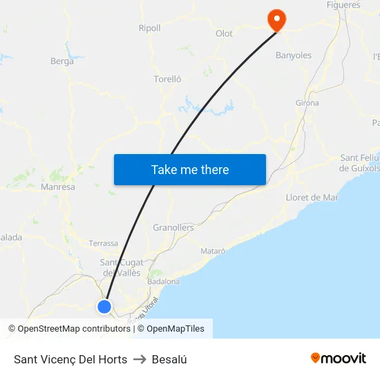 Sant Vicenç Del Horts to Besalú map