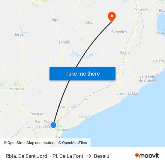 Rbla. De Sant Jordi - Pl. De La Font to Besalú map