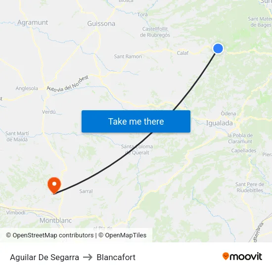 Aguilar De Segarra to Blancafort map
