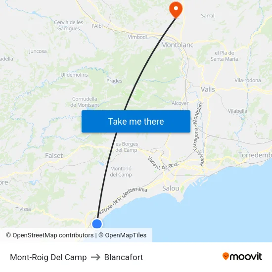 Mont-Roig Del Camp to Blancafort map