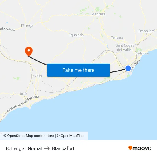 Bellvitge | Gornal to Blancafort map