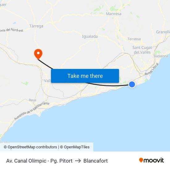 Av. Canal Olímpic - Pg. Pitort to Blancafort map
