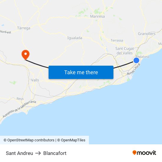 Sant Andreu to Blancafort map