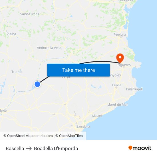 Bassella to Boadella D'Empordà map
