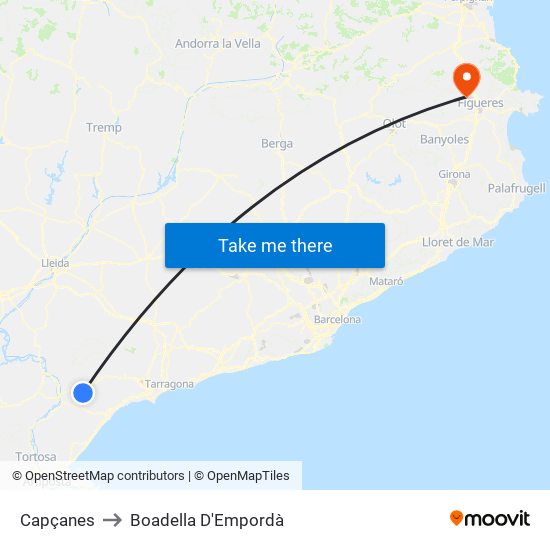 Capçanes to Boadella D'Empordà map