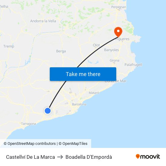Castellví De La Marca to Boadella D'Empordà map