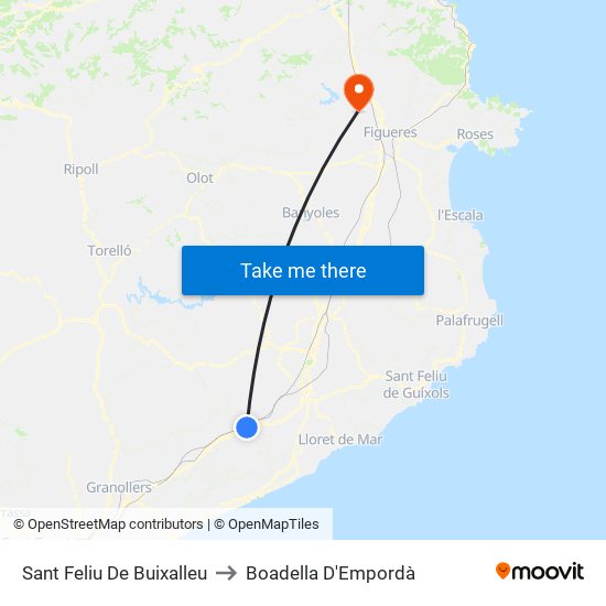 Sant Feliu De Buixalleu to Boadella D'Empordà map