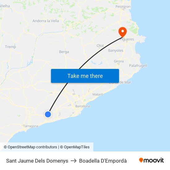 Sant Jaume Dels Domenys to Boadella D'Empordà map