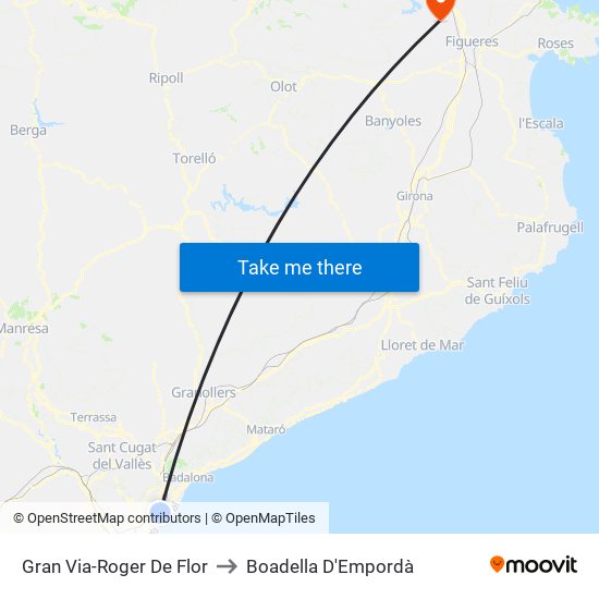 Gran Via-Roger De Flor to Boadella D'Empordà map