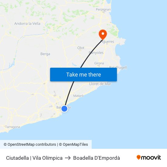 Ciutadella | Vila Olímpica to Boadella D'Empordà map