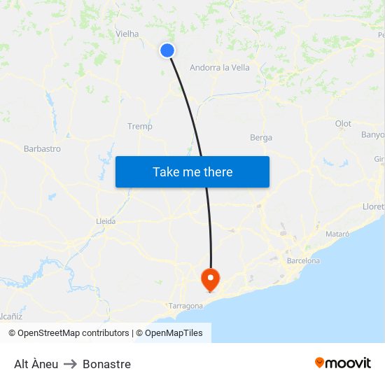 Alt Àneu to Bonastre map