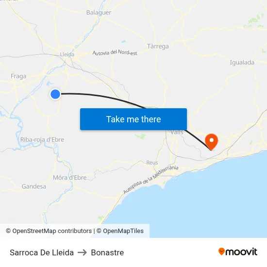Sarroca De Lleida to Bonastre map