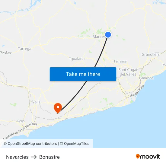 Navarcles to Bonastre map