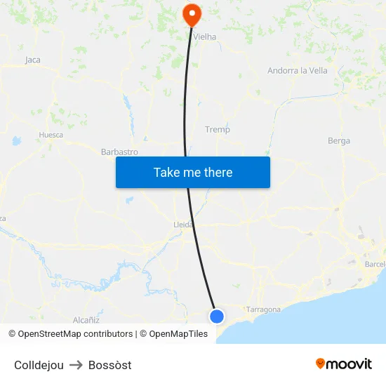 Colldejou to Bossòst map