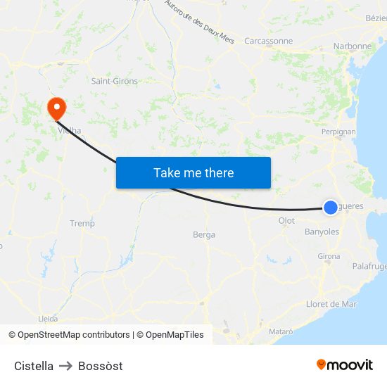 Cistella to Bossòst map
