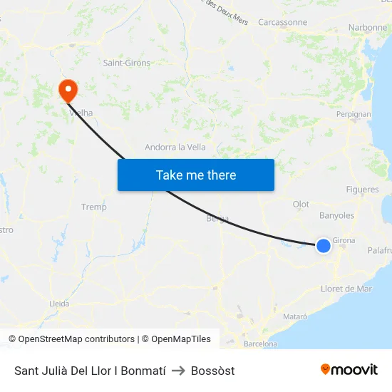 Sant Julià Del Llor I Bonmatí to Bossòst map