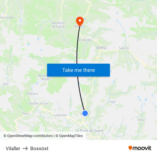 Vilaller to Bossòst map