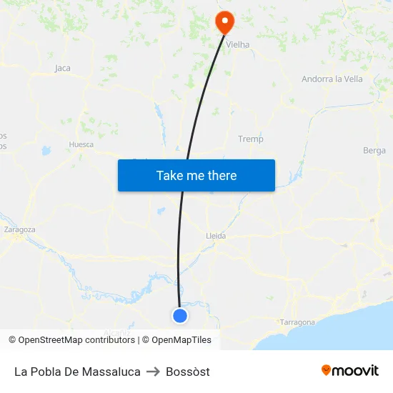 La Pobla De Massaluca to Bossòst map