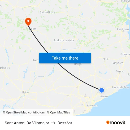 Sant Antoni De Vilamajor to Bossòst map