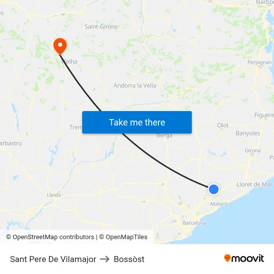 Sant Pere De Vilamajor to Bossòst map