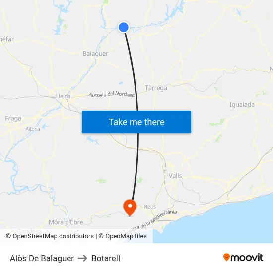 Alòs De Balaguer to Botarell map