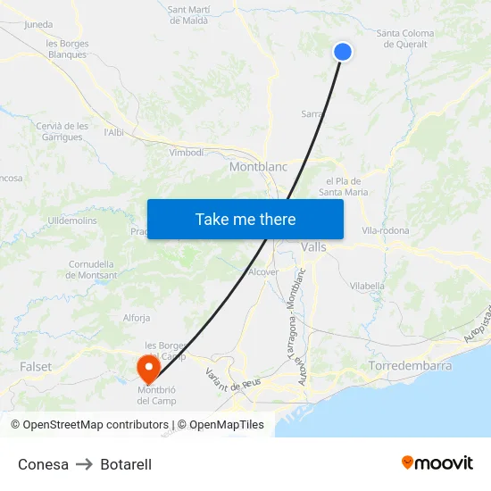 Conesa to Botarell map