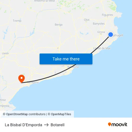 La Bisbal D'Emporda to Botarell map