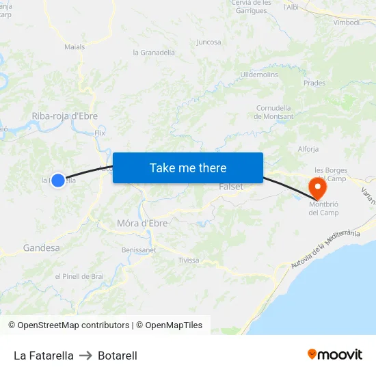 La Fatarella to Botarell map