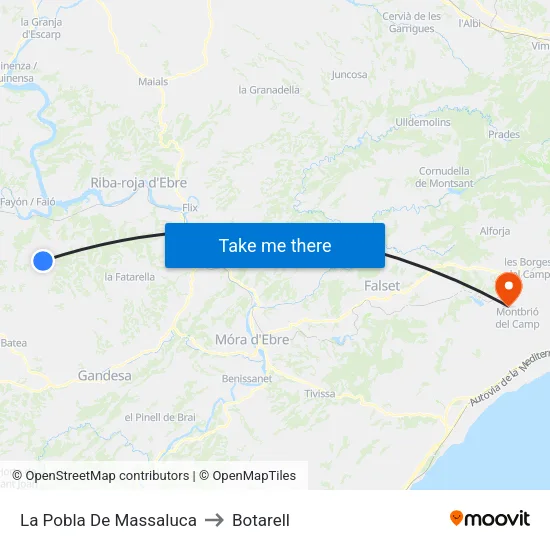 La Pobla De Massaluca to Botarell map
