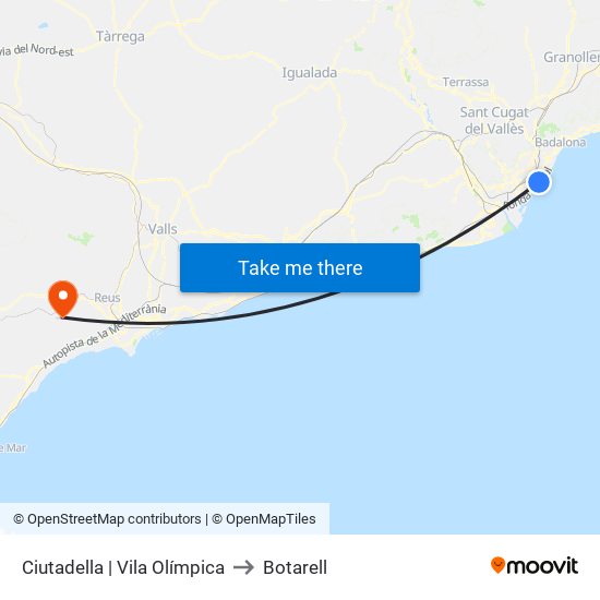 Ciutadella | Vila Olímpica to Botarell map