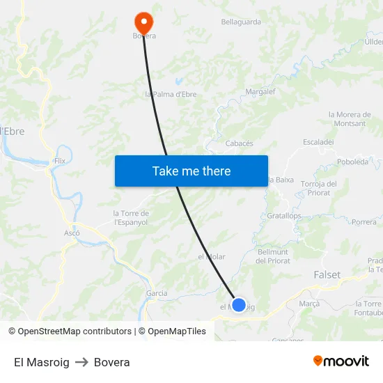 El Masroig to Bovera map