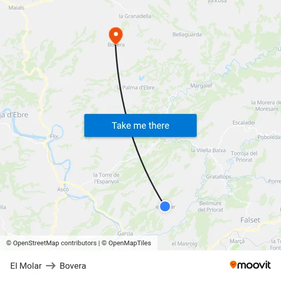 El Molar to Bovera map