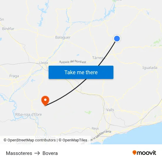 Massoteres to Bovera map